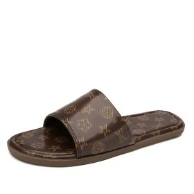 Summer men's new slippers flip-flops trend everything casual men sandals large size slippers (Color: brown, size: 42)