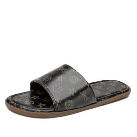 Summer men's new slippers flip-flops trend everything casual men sandals large size slippers (Color: Black, size: 40)