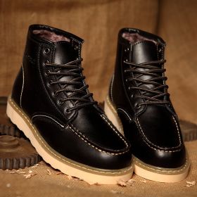 2024 new fashion men's Doc Martens single shoes cotton shoes warm (Color: Black, size: 42)