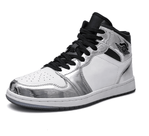 JJ tiger Men's fall liquid electric silver Air Force One sport shoes Fashion high top casual sneakers(39-45 Optional) (Color: Silver, size: 40)