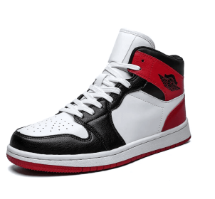 JJ tiger Men's fall liquid electric silver Air Force One sport shoes Fashion high top casual sneakers(39-45 Optional) (Color: White black red, size: 44)