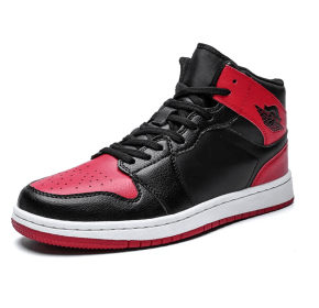 JJ tiger Men's fall liquid electric silver Air Force One sport shoes Fashion high top casual sneakers(39-45 Optional) (Color: Black red, size: 45)