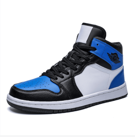 JJ tiger Men's fall liquid electric silver Air Force One sport shoes Fashion high top casual sneakers(39-45 Optional) (Color: White blue, size: 39)