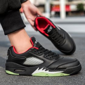 Summer explosion men's luminous AIR retro low-top fashion trend basketball shoes casual sports shoes (Color: Black, size: 40)