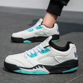 Summer explosion men's luminous AIR retro low-top fashion trend basketball shoes casual sports shoes (Color: White moon, size: 39)