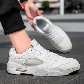 Summer explosion men's luminous AIR retro low-top fashion trend basketball shoes casual sports shoes (Color: White, size: 44)