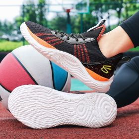Summer men's basketball shoes net surface breathable student training shoes soft soled men's and women's sports shoes 36~45 (Color: Black, size: 44)