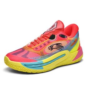 Men's new glow-in-the-dark version of basketball shoes rubber outsole friction with sound fashion trend comfortable sneakers 36-45 (Color: Red, size: 36)