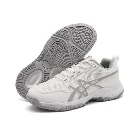 Men's new badminton shoes Fashion comfortable breathable men's and women's sports shoes casual men's shoes (Color: White grey, size: 44)