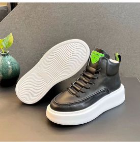 Men's four seasons new fashion trend sports thick sole high top casual shoes comfortable casual men's shoes (Color: Black, size: 42)