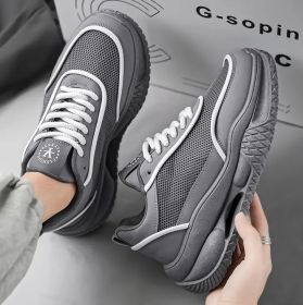 New men's shoes comfortable breathable mesh surface fashion casual sports shoes men's fashion shoes 39-44 (Color: Gray, size: 42)