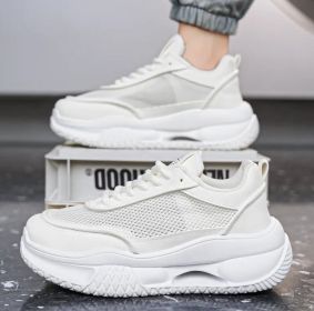 New men's shoes comfortable breathable mesh surface fashion casual sports shoes men's fashion shoes 39-44 (Color: White, size: 42)