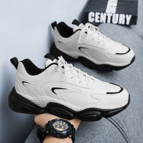 New men's fashion comfortable all match sneakers Breathable men's casual shoes (Color: white black, size: 42)