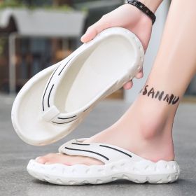 Summer men's flip-flops comfortable men's beach shoes flip-flops (Color: off-white, size: 43-44)