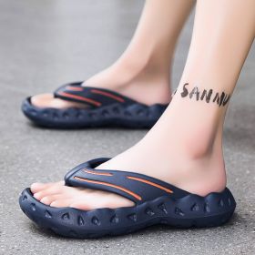 Summer men's flip-flops comfortable men's beach shoes flip-flops (Color: Dark Blue, size: 41-42)
