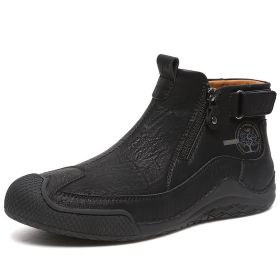 New men's low-top casual shoes fashion comfortable casual sports shoes 38-46 (Color: Black, size: 46)
