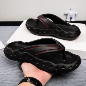 Summer men's flip-flops comfortable men's beach shoes flip-flops (Color: Black, size: 43-44)