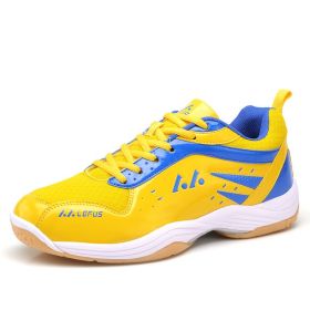 Men's new outdoor professional badminton shoes comfortable breathable fashion men's sports shoes (Color: yellow, size: 40)