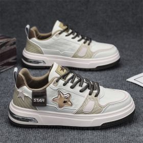 Spring men's new leather board shoes Fashion shoes fashion men's shoes (Color: Beige, size: 40)