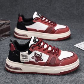 Spring men's new leather board shoes Fashion shoes fashion men's shoes (Color: Red, size: 43)