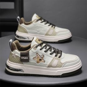 Spring men's new leather board shoes Fashion shoes fashion men's shoes (Color: Beige, size: 42)