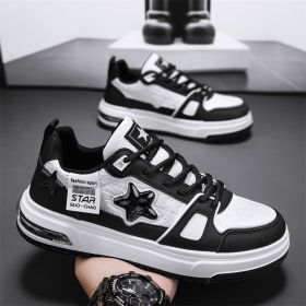 Spring men's new leather board shoes Fashion shoes fashion men's shoes (Color: Black, size: 43)