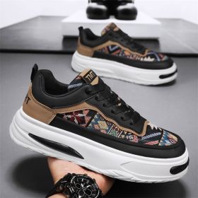 Men's casual sneakers Fashion trend casual board shoes (Color: Black, size: 42)