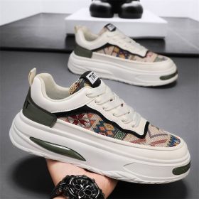 Men's casual sneakers Fashion trend casual board shoes (Color: Beige green, size: 44)