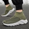 New trend fashion large size flying knit high top casual shoes fashionable men's shoes