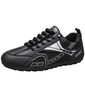 New men's flying weaving shoes sneakers fashion board shoes casual student shoes (Color: Black, size: 42)