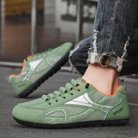 New men's flying weaving shoes sneakers fashion board shoes casual student shoes (Color: Green, size: 39)