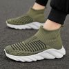 New trend fashion large size flying knit high top casual shoes fashionable men's shoes
