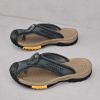 Summer men's new first layer cowhide flip-flops fashion all comfortable men's slippers beach shoes