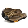 Summer men's new first layer cowhide flip-flops fashion all comfortable men's slippers beach shoes